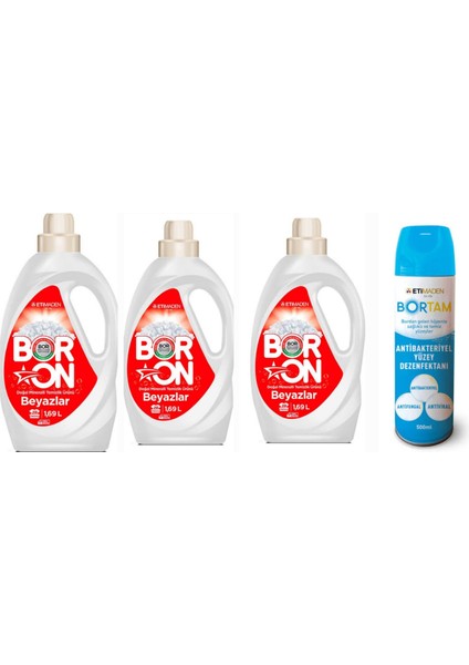 Doğal Sıvı Çamaşır Deterjanı Boron Beyazlar 26*3 Yıkama+ Bortam Dezenfektan