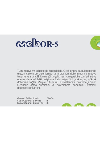 Mebor5 %5 Bor, %5 Çinko İçerikli Sıvı Gübre 20 Litre