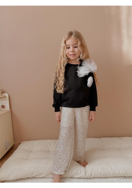 Yigit Butik Pul Payet Pantolonlu Kız Çocuk Alt Üst Takım