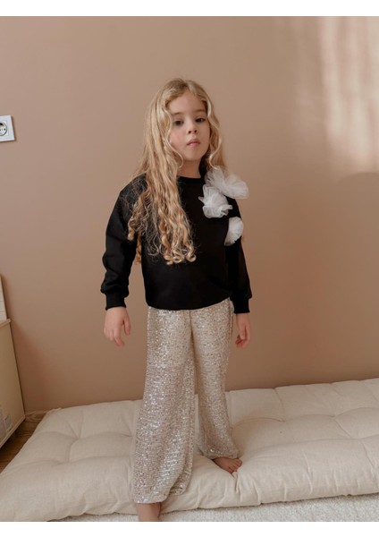 Yigit Butik Pul Payet Pantolonlu Kız Çocuk Alt Üst Takım modelleri