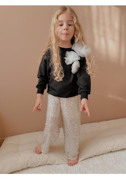 Yigit Butik Pul Payet Pantolonlu Kız Çocuk Alt Üst Takım fırsatları