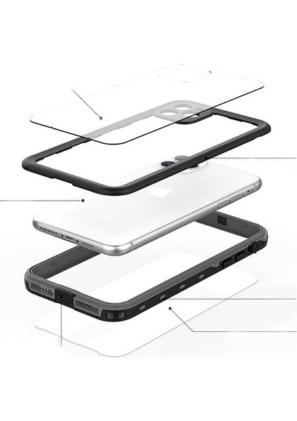Apple iPhone 12 Kılıf 1-1 Su Geçirmez Kılıf-Siyah