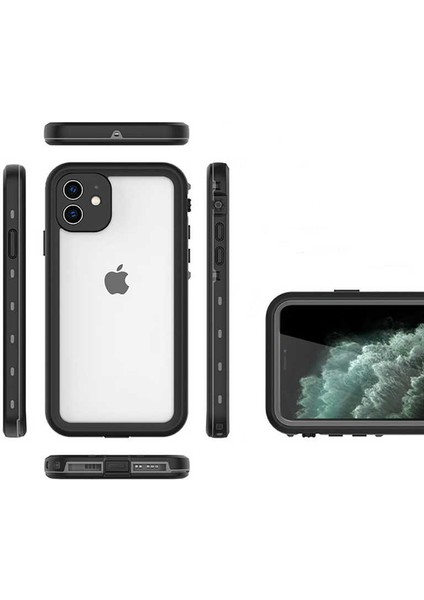 Apple iPhone 12 Kılıf 1-1 Su Geçirmez Kılıf-Siyah