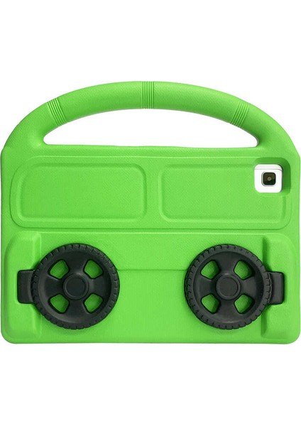 Galaxy Tab A7 10.4 T500 2020 Uyumlu Wheel Car Tekerlek Standlı Tablet Eva Silikon Kılıf-Yeşil