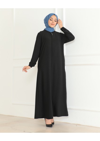 Sade Günlük Tam Boy Gizli Patlı Siyah Ferace indirimleri
