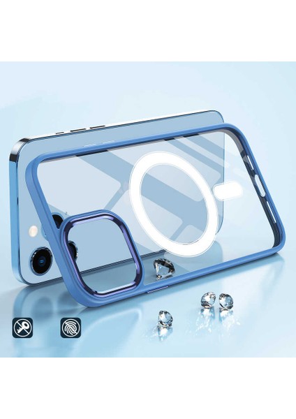 Apple iPhone 14 Pro Kılıf Wireless Şarj Özellikli Krom Magsafe Silikon Kapak-Derin Mor indirimleri