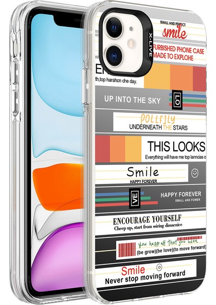 Apple iPhone 11 Kılıf Desenli Silver Sert Kapak-Mottolar