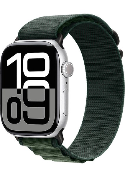 Watch 10 46MM Uyumlu Zore Krd-74 Hasır Kordon-Siyah-Yeşil