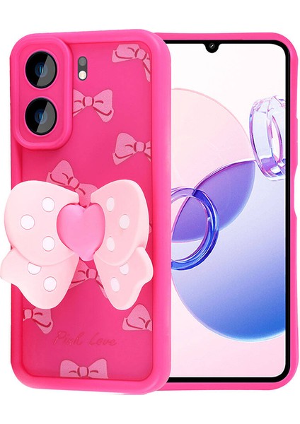 Xiaomi Poco C65 Kılıf Kamera Korumalı Figür Tasarımlı Kapya Kapak-Pembe Koyu