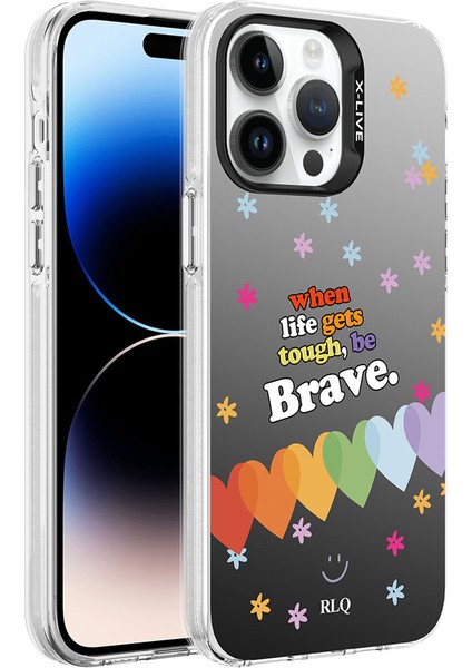 Apple iPhone 14 Pro Kılıf Desenli Silver Sert Kapak-Kalp