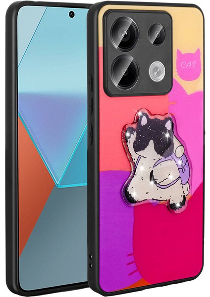 Xiaomi Redmi Note 13 Pro 5g Kılıf Parlayan Kabartmalı Ikonik Figürlü Amas Silikon Kapak-Mor