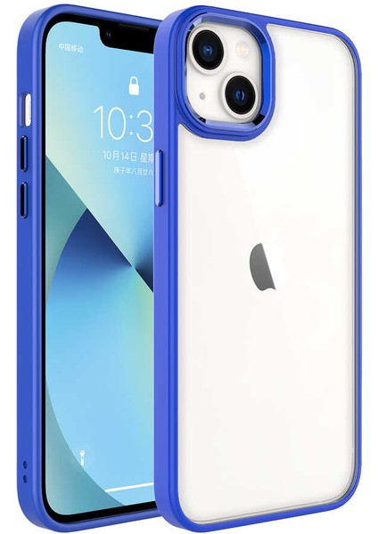 Apple iPhone 14 Plus Kılıf Krom Kapak-Lacivert