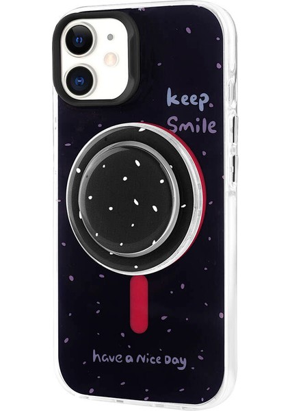 Apple iPhone 11 Kılıf Magsafe Şarj Özellikli Tak-Çıkar Pop Soketli Tiktok Kapak-Siyah