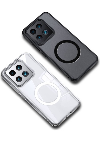 Xiaomi Mi 14 Kılıf Sert Pc Arka Yüzey Wireless Şarj Özellikli Flet Magsafe Kapak-Siyah modelleri