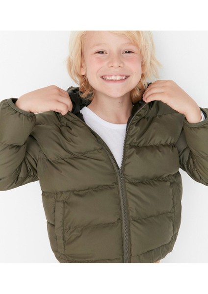 Erkek Çocuk Su ve Rüzgar Geçirmez Kapüşonlu Coat Şişme Mont_siyah fiyatları