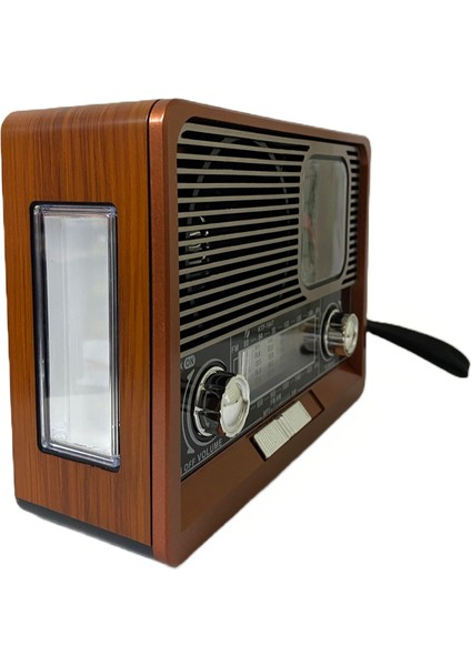 1647 Bluetooth Hoparlör Saatli Nostalji Radyo LED Flash Fener Işıklı Usb/tf Kart Giriş Şarjlı Bataryalı indirimleri