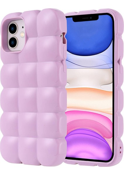 Apple iPhone 12 Kılıf Parlak Esnek Silikon Dom Dom Kapak-Lila