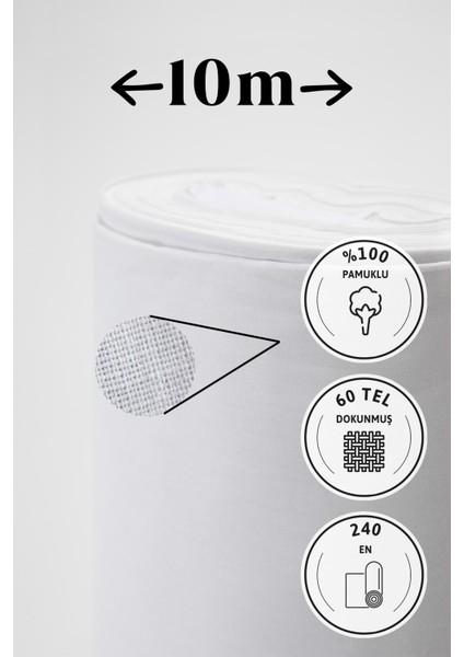 Soft Beyaz Akfil 60 Tel %100 Pamuk Metrelik Kumaş - 15 Metre