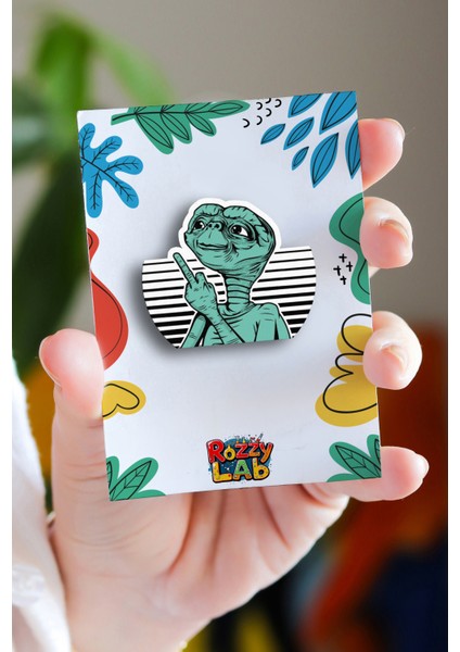 E.t. The Extra Terrestrial - Rozet - Ahşap - Pin - Broş - Yaka Çanta Aksesuar