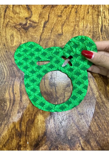 16X15 cm Ütü Ile Yapışan Yeşil Ayı Kafası Arma Dikiş Aplike