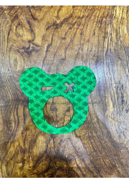 16X15 cm Ütü Ile Yapışan Yeşil Ayı Kafası Arma Dikiş Aplike