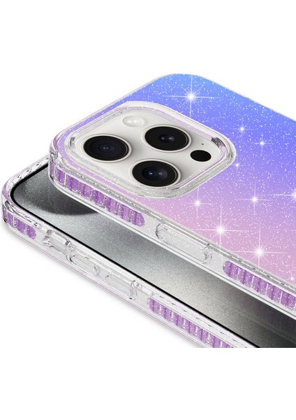 Apple iPhone 15 Pro Max Uyumlu Parlak Renk Geçişli Velle Kapak-Pembe Koyu fiyatları