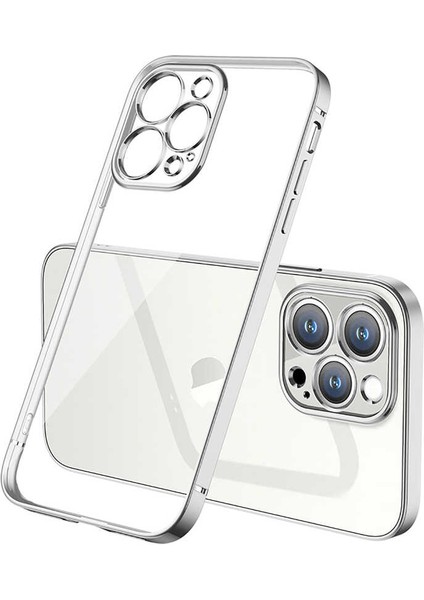 Apple iPhone 13 Pro Max Kılıf Gbox Kapak-Gümüş