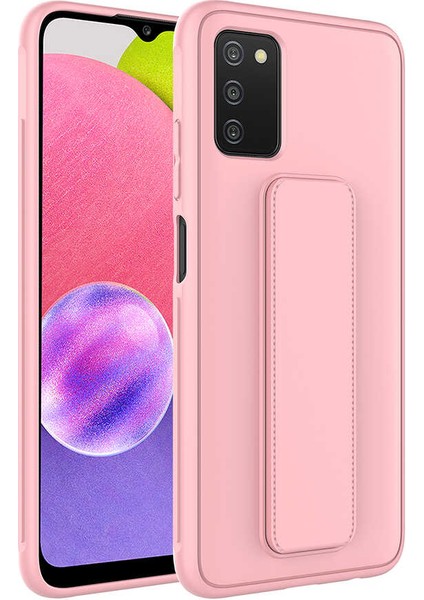 Samsung Galaxy A03S Kılıf Qstand Kapak-Pembe
