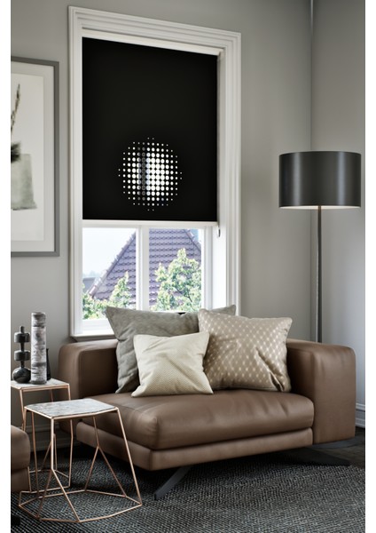 Lazer Kesim Mat Stor Perde, Lazer Kesimli Modern Serisi, M-9008 Siyah Renk