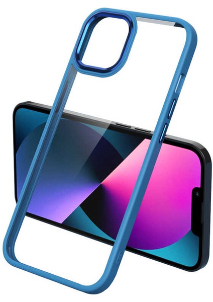 Apple iPhone 12 Pro Kılıf Krom Kapak-Mavi