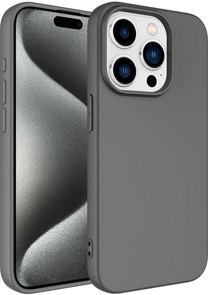 Apple iPhone 15 Pro Kılıf Lsr Laaakan Kapak-Koyu Gri