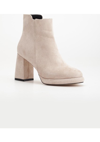 Kadın Platform Topuklu Bot Ten Süet Yüzüdüz Fermuarlı fırsatları