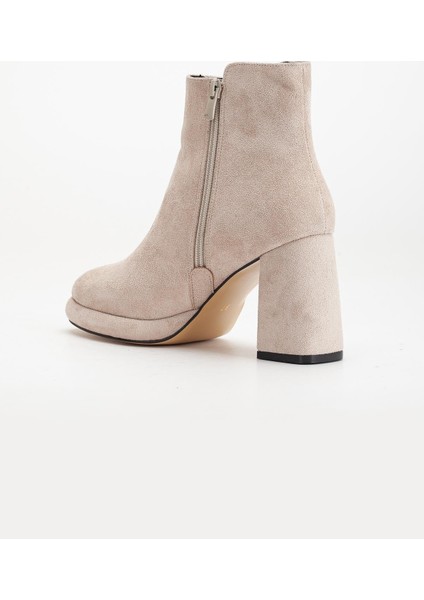 Kadın Platform Topuklu Bot Ten Süet Yüzüdüz Fermuarlı indirimleri