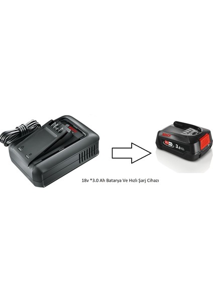 Batarya-Akü 18V *3.0 Ah Batarya ve Bosch Unlimited Şarjı Süpürgeler ve El Aletleri Için Şarj Cihazı 18V AL1844