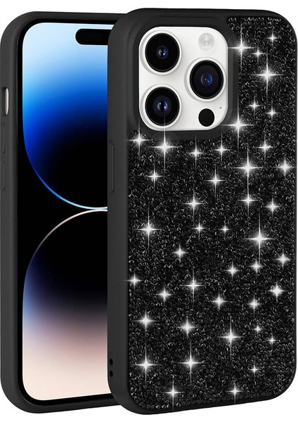 Apple iPhone 14 Pro Max Kılıf Parlak Taşlı Tasarım Pırlanta Kapak-Gri fırsatları
