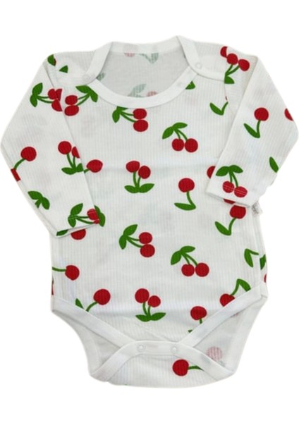 Kiraz Baskılı Uzun Kollu Body