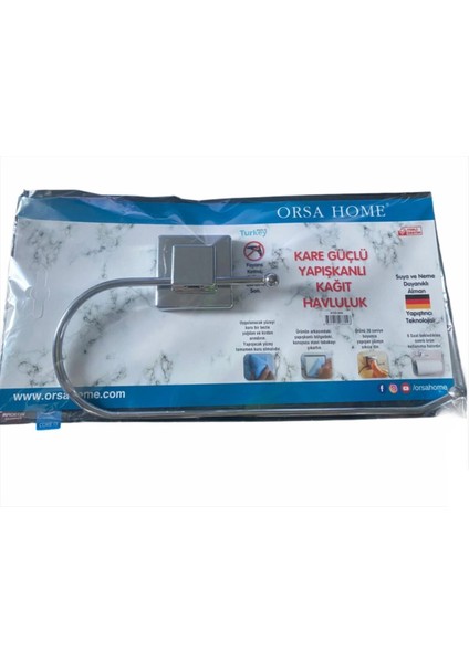 Yapışkanlı Kare Askılı Oval Açık - Metal Kağıt Havluluk Askı (4881)