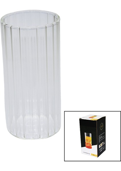 Çizgili - Uzun Cam Bardak 360ML Kahve - Sunum - Meşrubat
