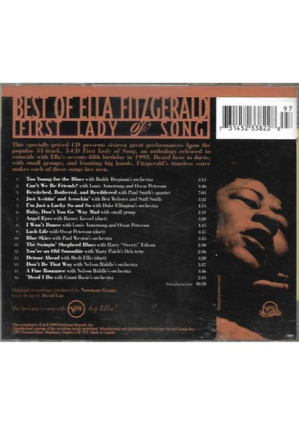 Ella Fitzgerald – Best Of Ella Fitzgerald: First Lady Of Song CD