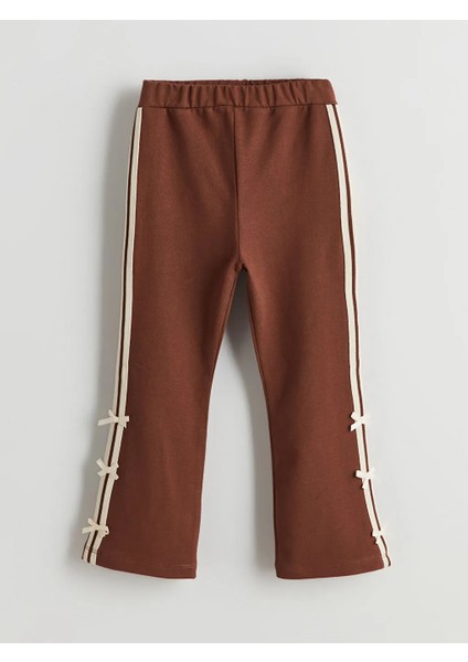 Lcw Kids Kahverengi Bisiklet Yaka Kız Çocuk Baskılı Sweatshirt ve Tayt 2'li
