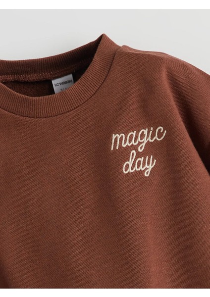Lcw Kids Kahverengi Bisiklet Yaka Kız Çocuk Baskılı Sweatshirt ve Tayt 2'li indirimleri