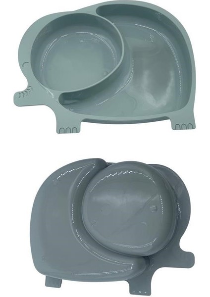 Bebek ve Çocuk Için Sevimli Fil Model Desenli Yemek Bebek Mama Kabı Bölmeli Tabak (4881)