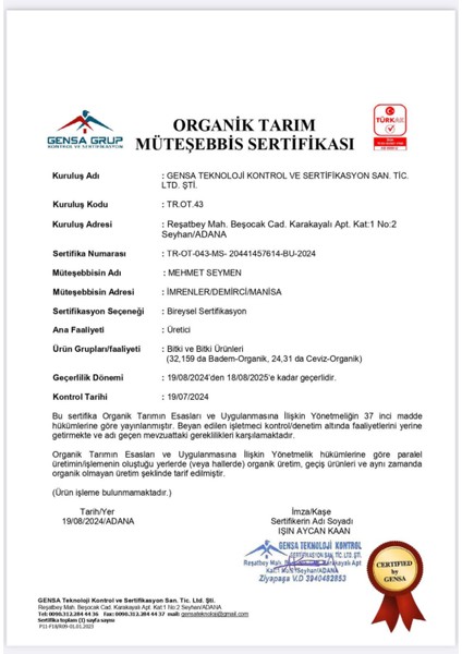 Organik çiğ Badem Küçük Boy