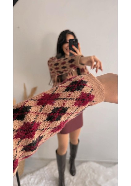 Dore Küçük Baklava Hırka Açık Kahve Kırmızı Renkli fiyatları