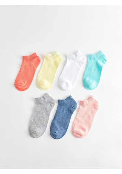 Lcw Kids Canlı Turuncu Basic Kız Çocuk Patik Çorap 7'li