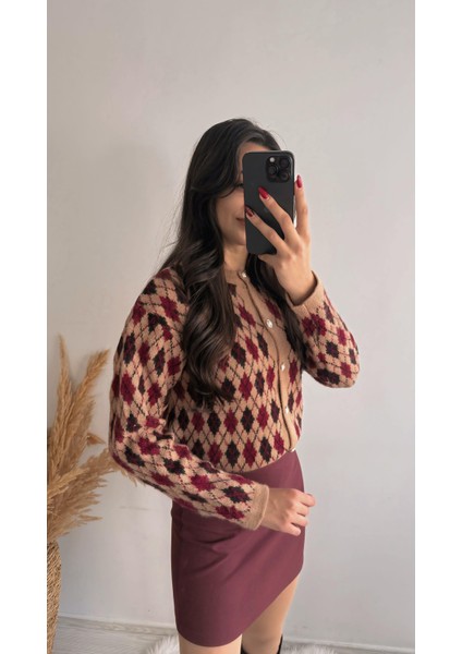 Dore Küçük Baklava Hırka Açık Kahve Kırmızı Renkli fırsatları