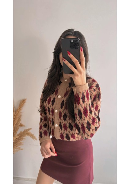 Dore Küçük Baklava Hırka Açık Kahve Kırmızı Renkli indirimleri