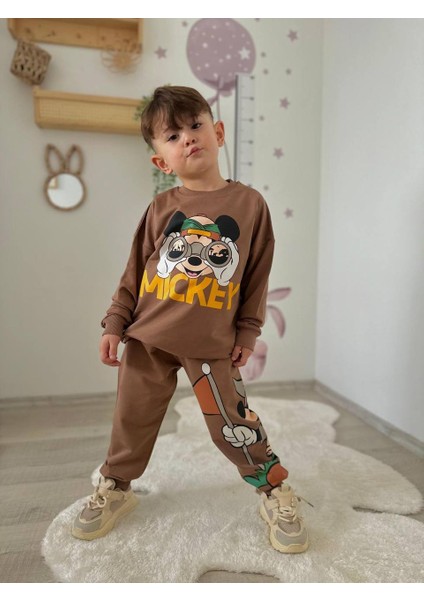 Erkek Çocuk Mickey Mouse Baskılı Alt Üst Takım