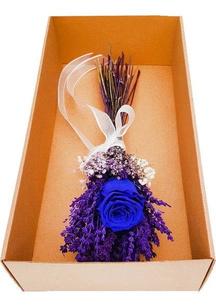Özel Kutusunda Purple Feast Solmayan Gül (Xl) Lavanta Buketi Hediye Kuru Çiçek Buketi