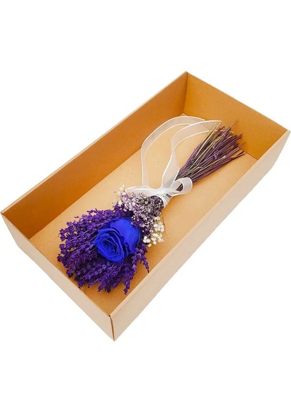 Özel Kutusunda Purple Feast Solmayan Gül (Xl) Lavanta Buketi Hediye Kuru Çiçek Buketi